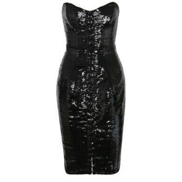 House of London CB ‘NOURA’ Black Sequin Strapless Dress - Picture 1 of 7
